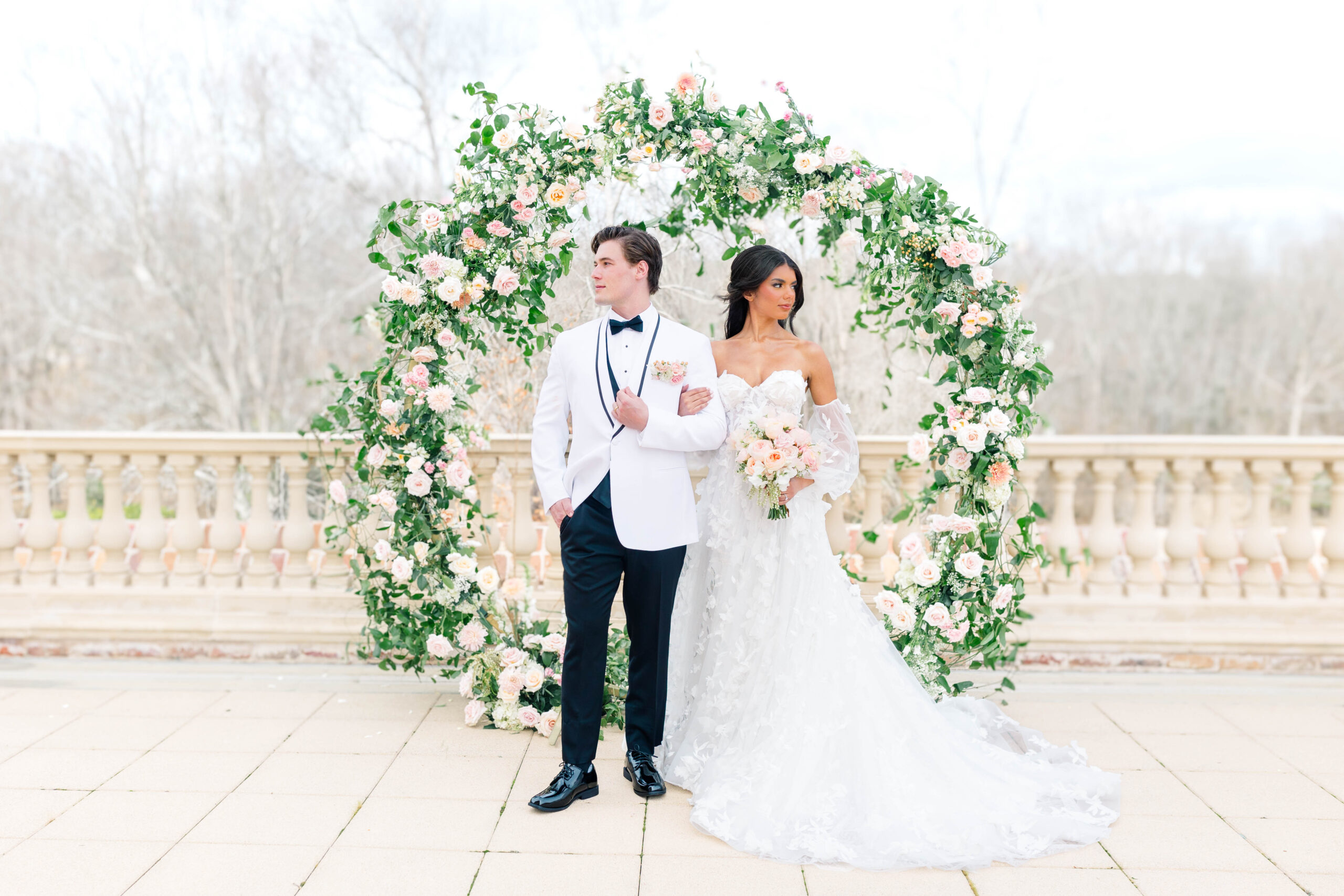 Bride and Groom Portraits at Oxbow Estate a Luxury wedding venue in Eastern North Carolina