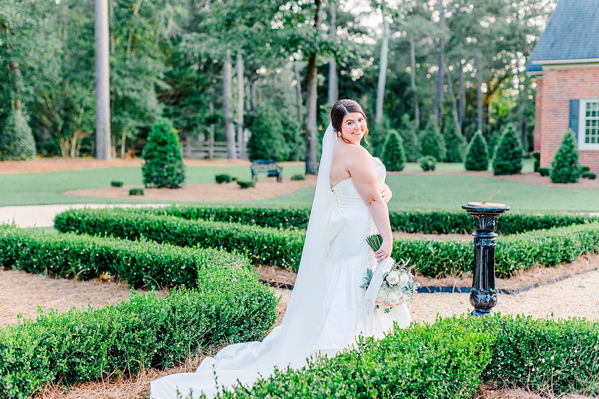 Traditional Southern Bridal Portraits in English Garden in North Carolina