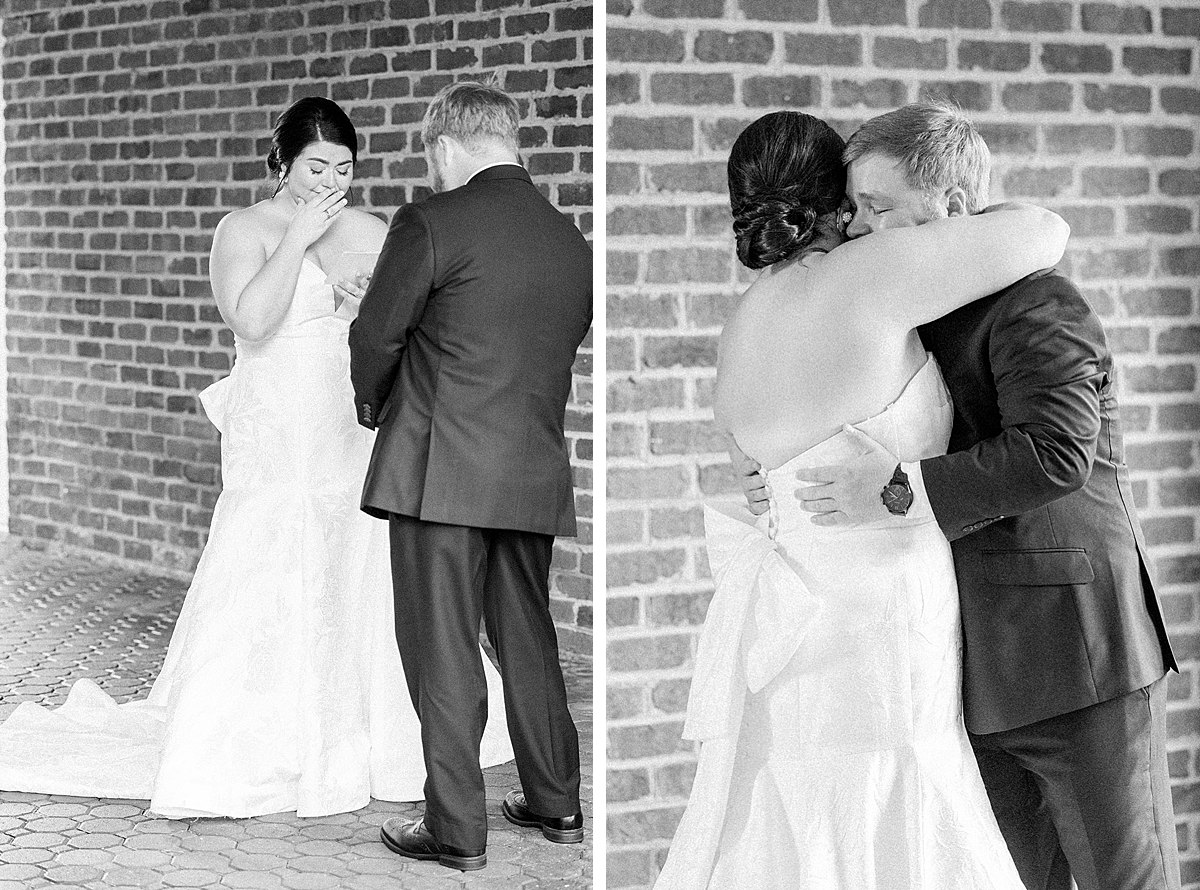 bride and groom sharing intimate, private vows before wedding ceremony