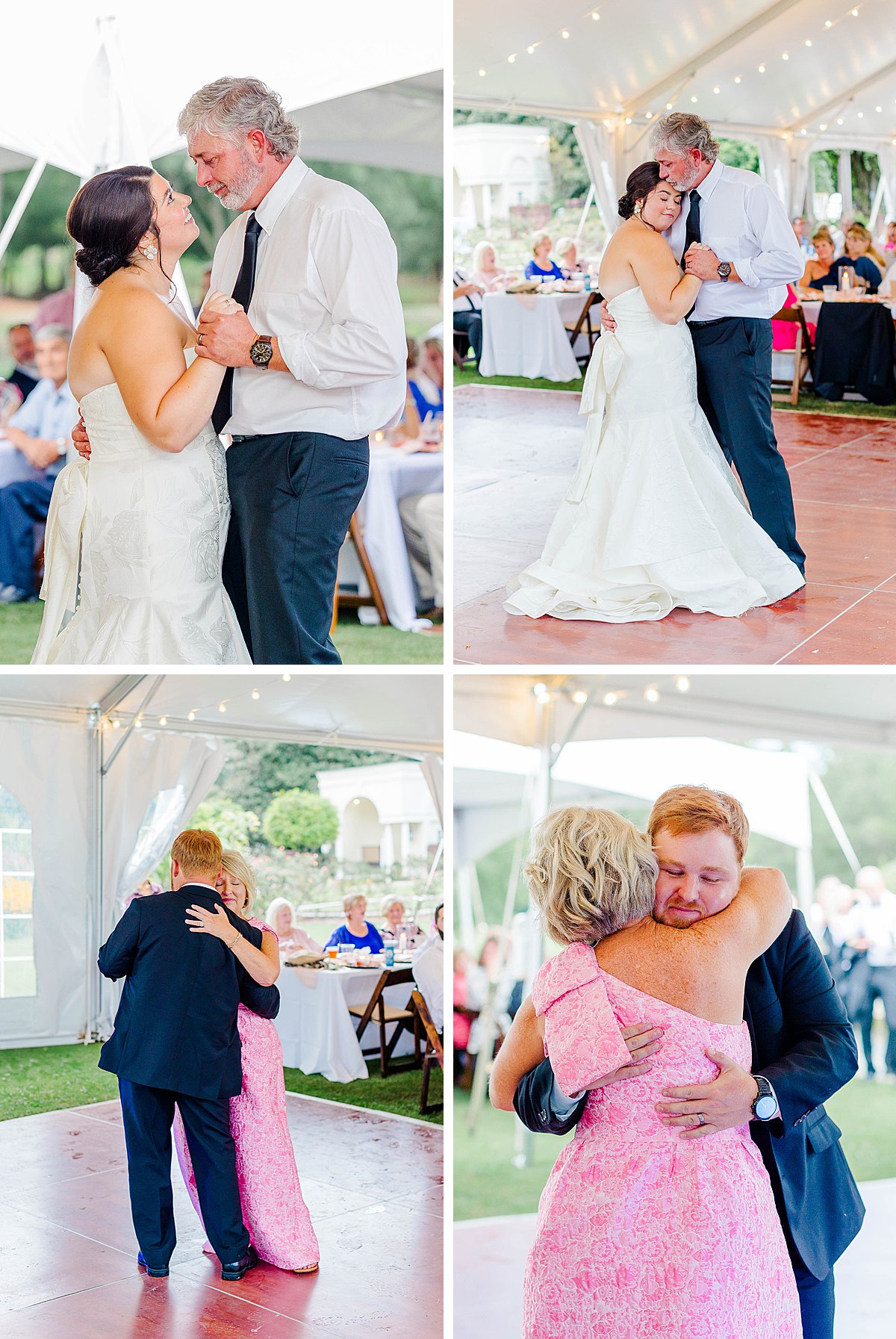 daddy daughter dance and mother son dance on wedding day