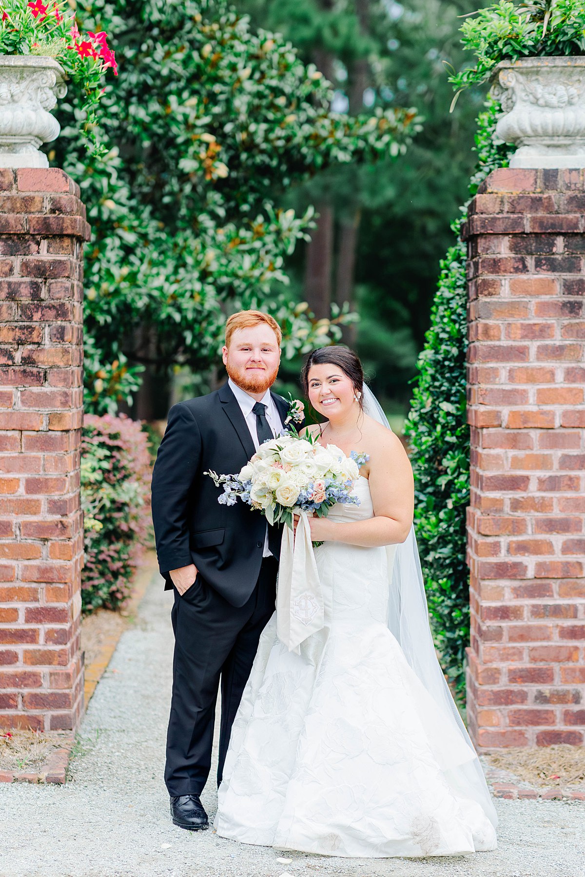 Traditional bride and groom portrait at summer wedding in north carolina