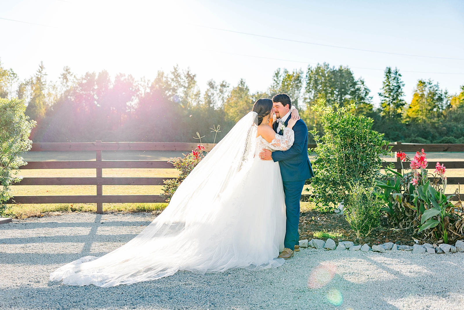 Newlywed portraits at The English Country Barn in North Carolina. 
