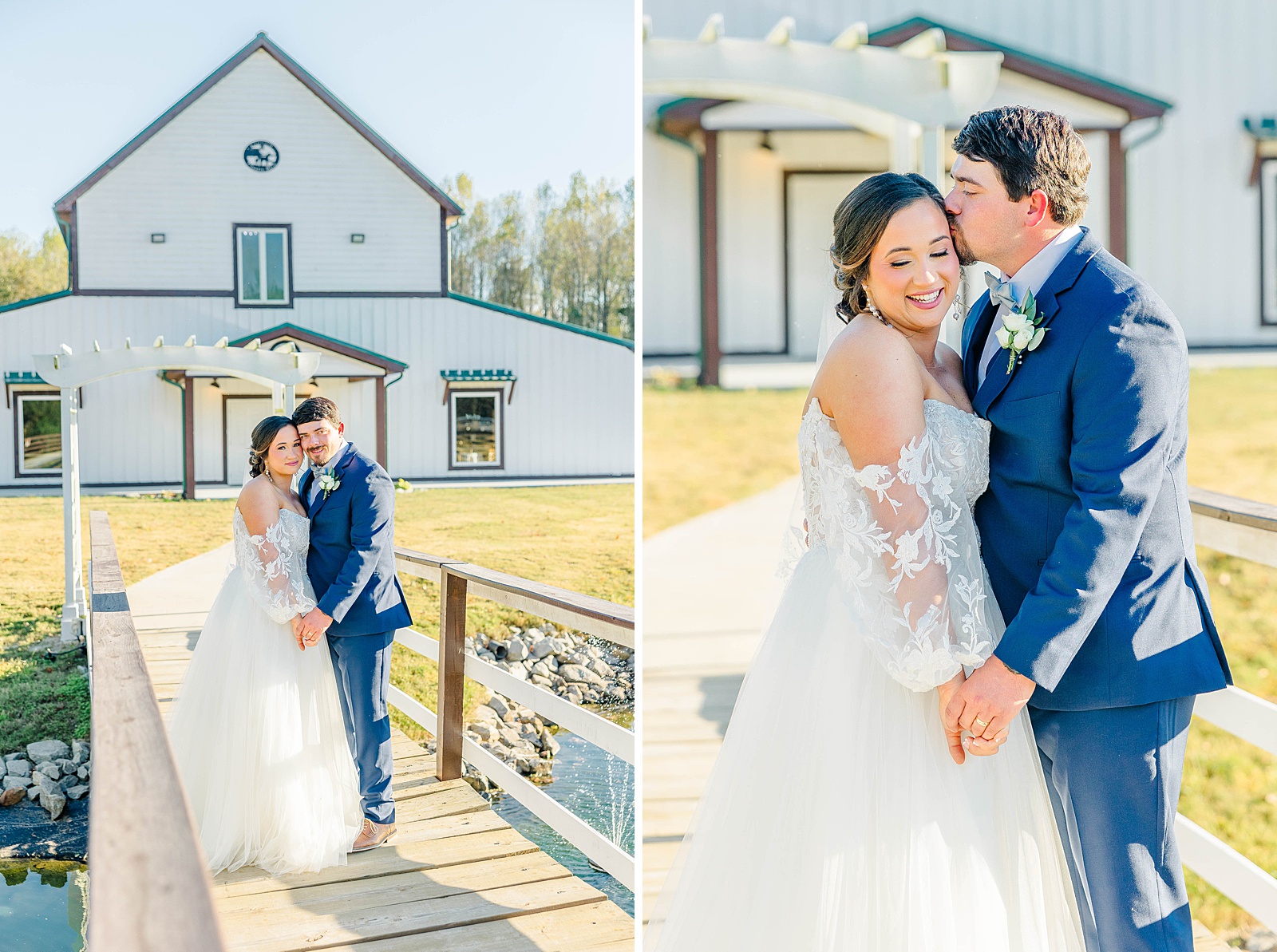 Bride and Groom portraits at The English Country Barn in North Carolina. 
