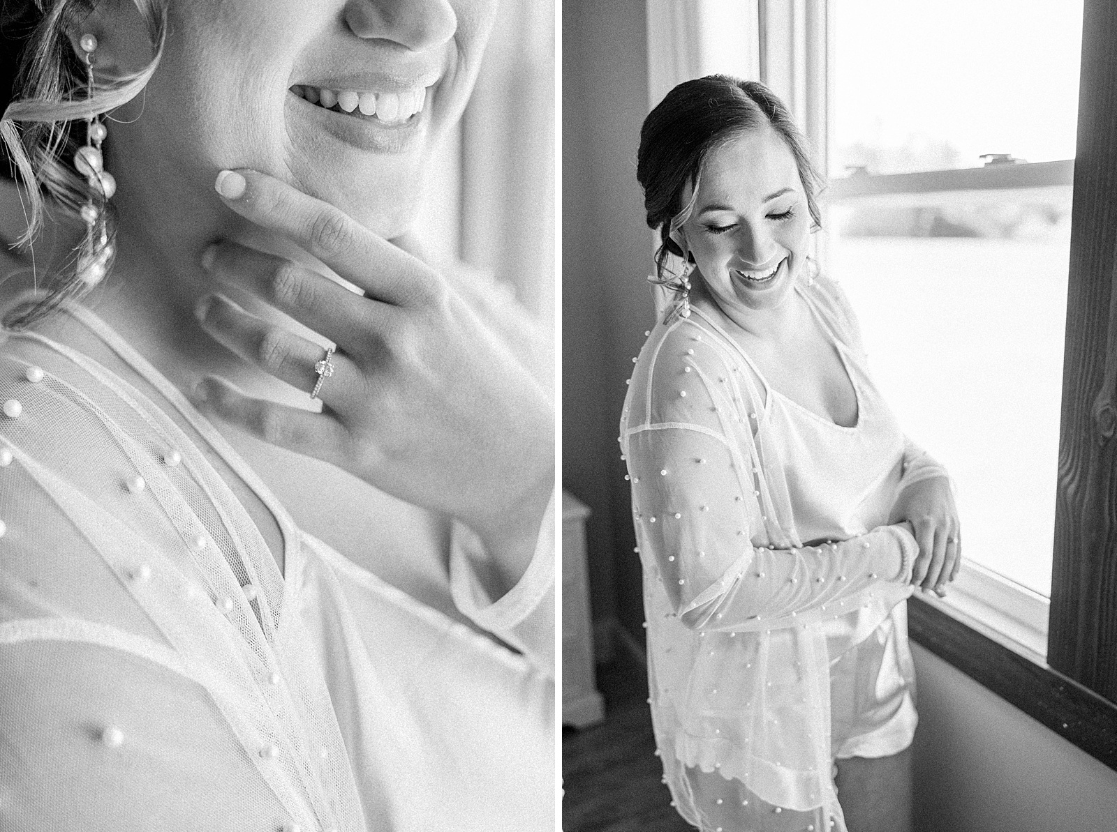 Bridal details in the bridal suite of the English Country Barn in North Carolina. 