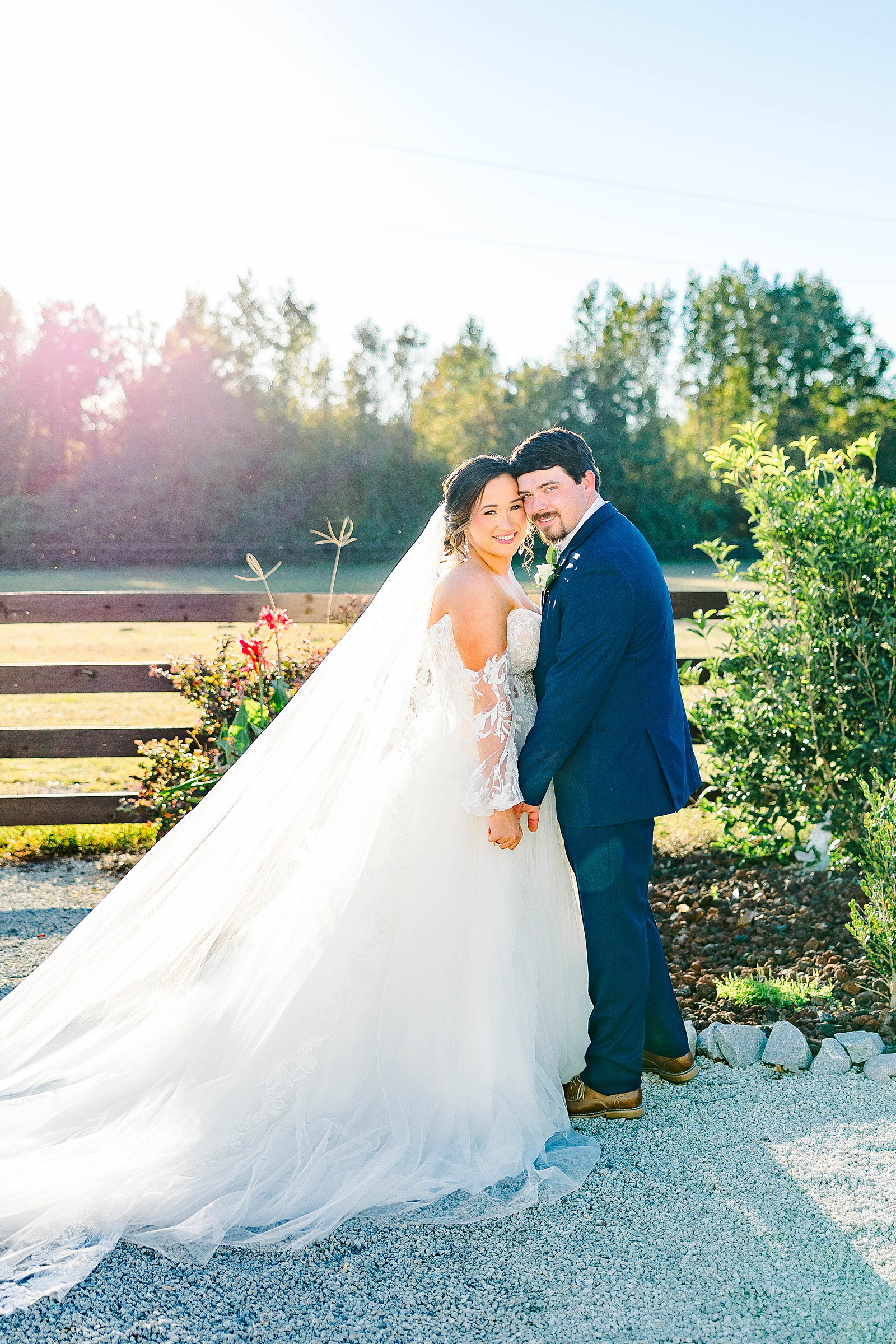 Newlywed portraits on the grounds of The English Country Barn in North Carolina. 