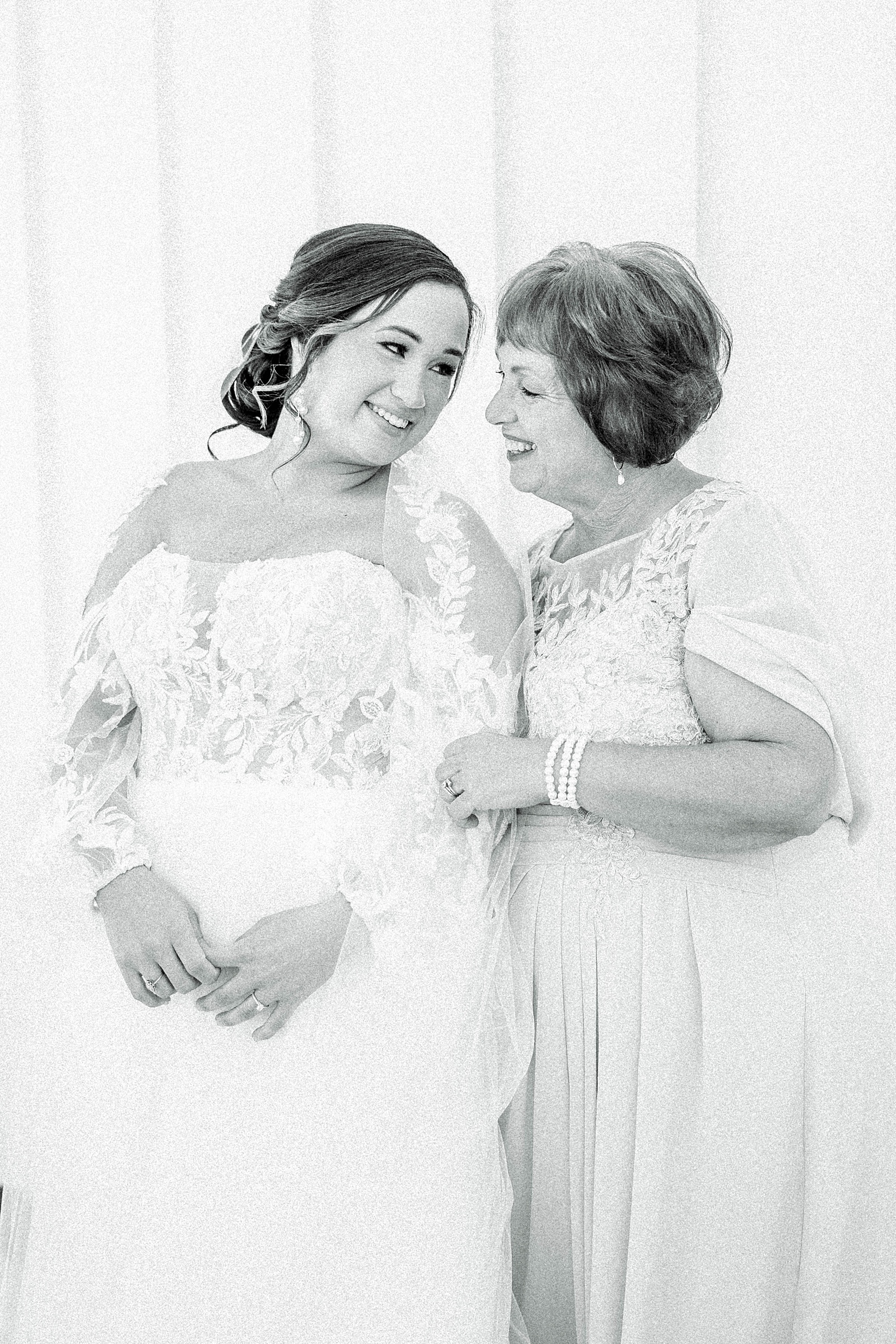 Bride Portraits with mom during the morning-of at a wedding in The English Country Barn. 