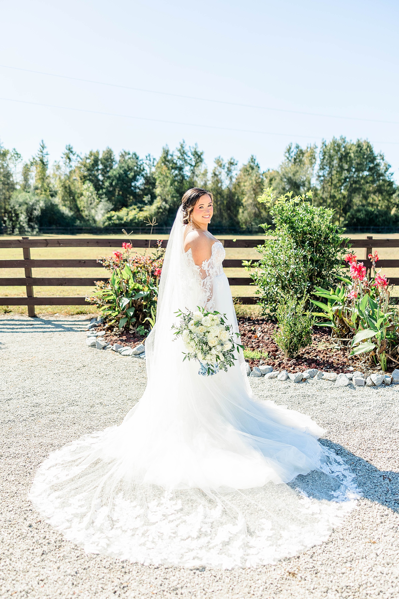 Bridal portrait for a fall North Carolina Wedding at The English Country Barn. 