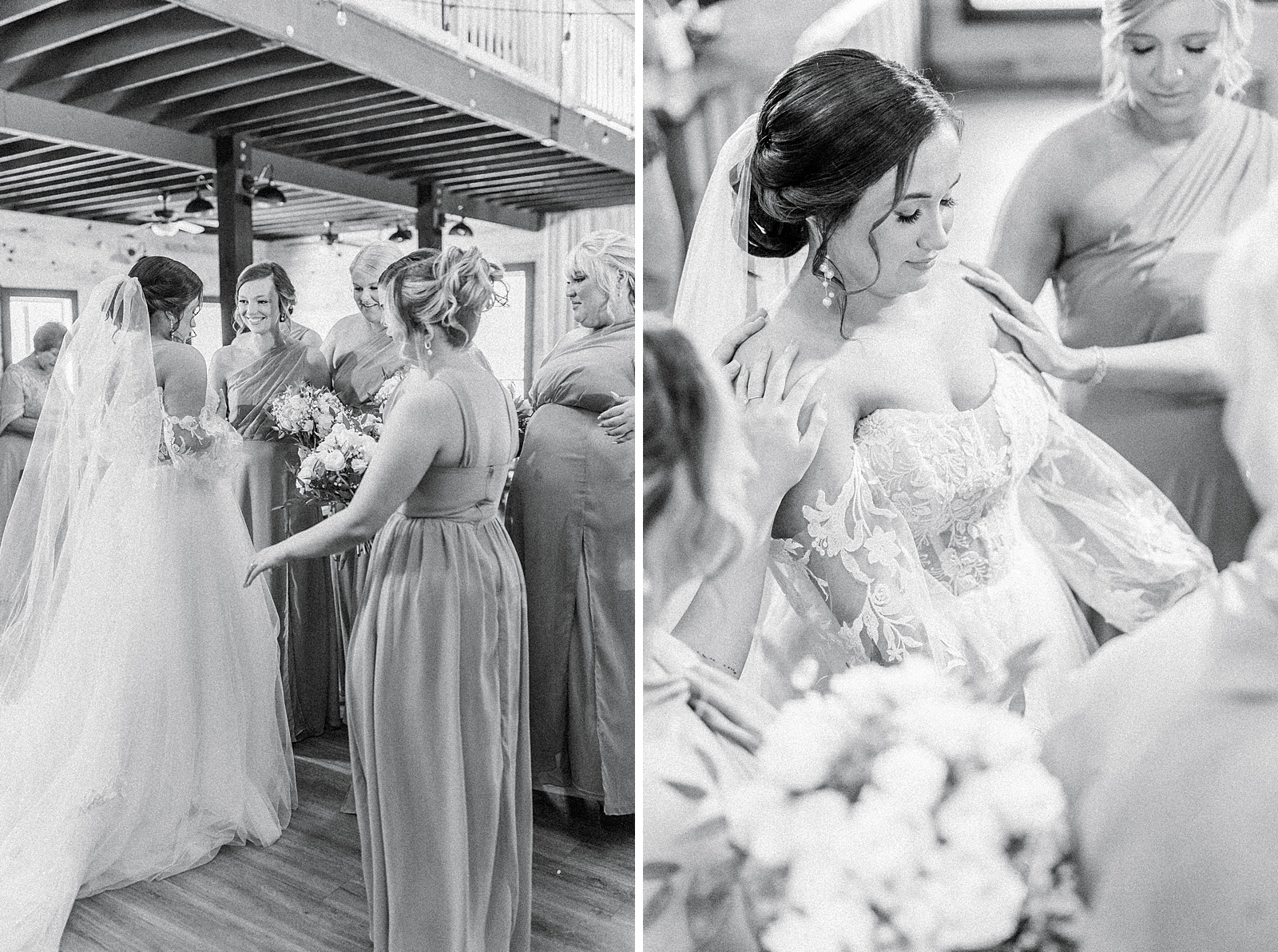 Prayer before the wedding ceremony at The English Country Barn. 