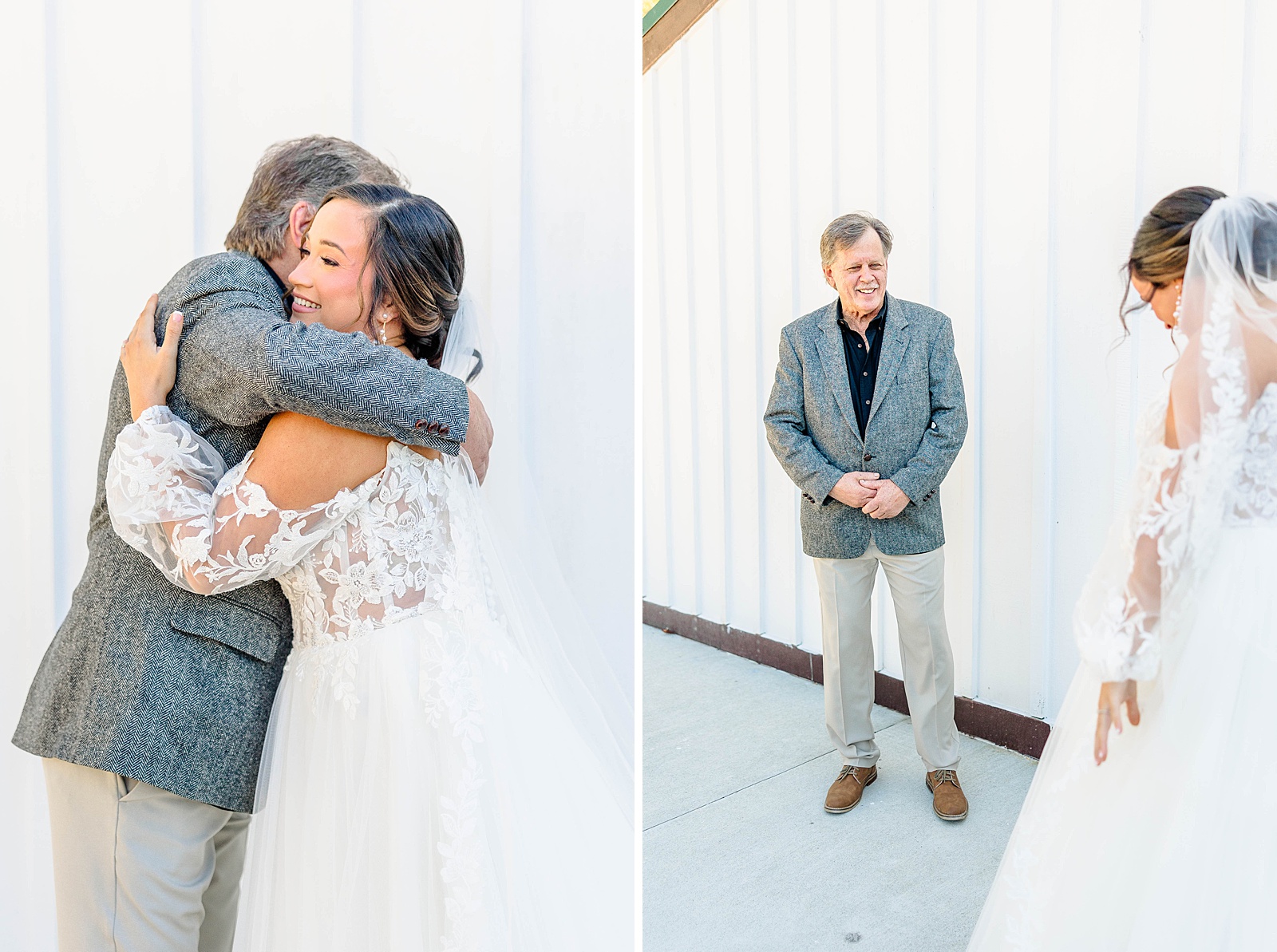 First look with Bride at The English Country Barn wedding venue in North Carolina. 