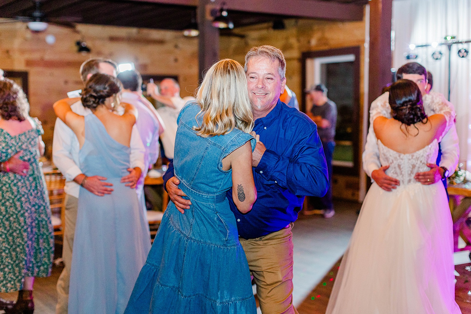Wedding reception at a North Carolina wedding venue, The English Country Barn. 