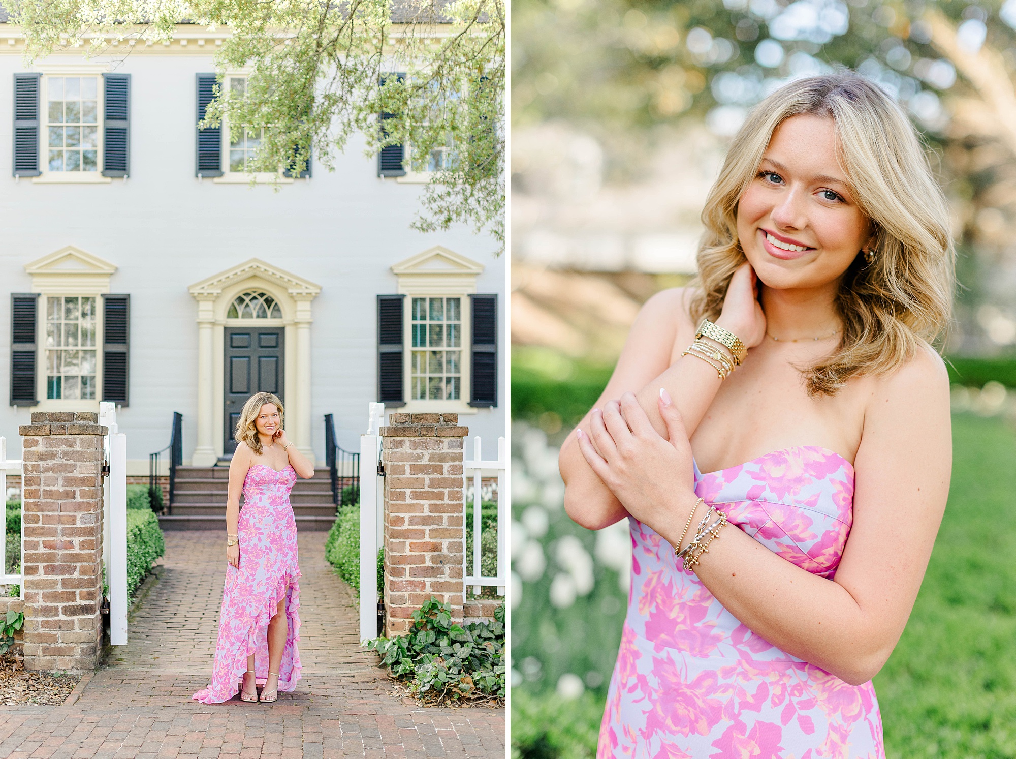 Beaufort NC senior photos in front of historic buildings