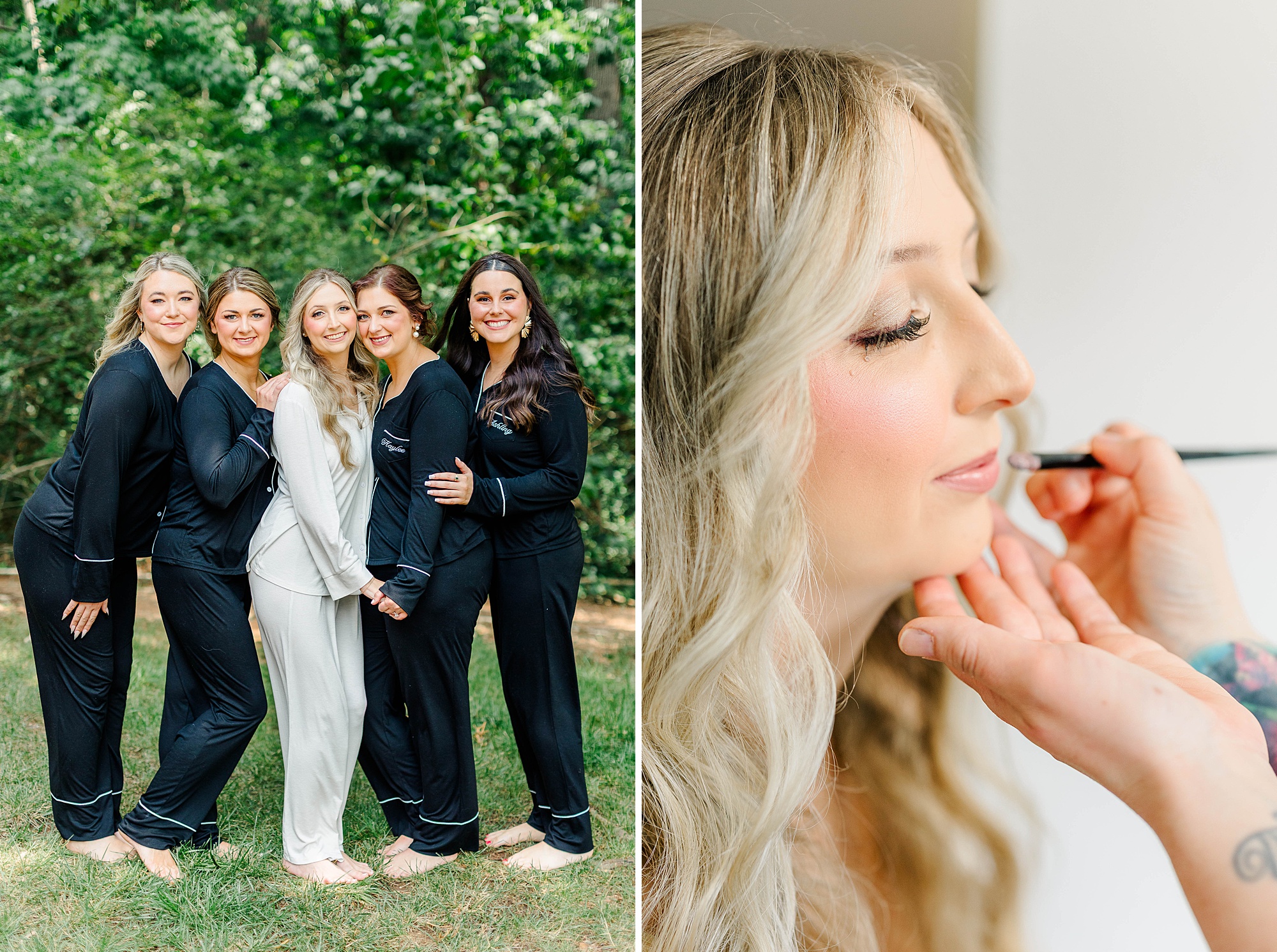 Bridesmaids getting ready for a wedding at Meredith College