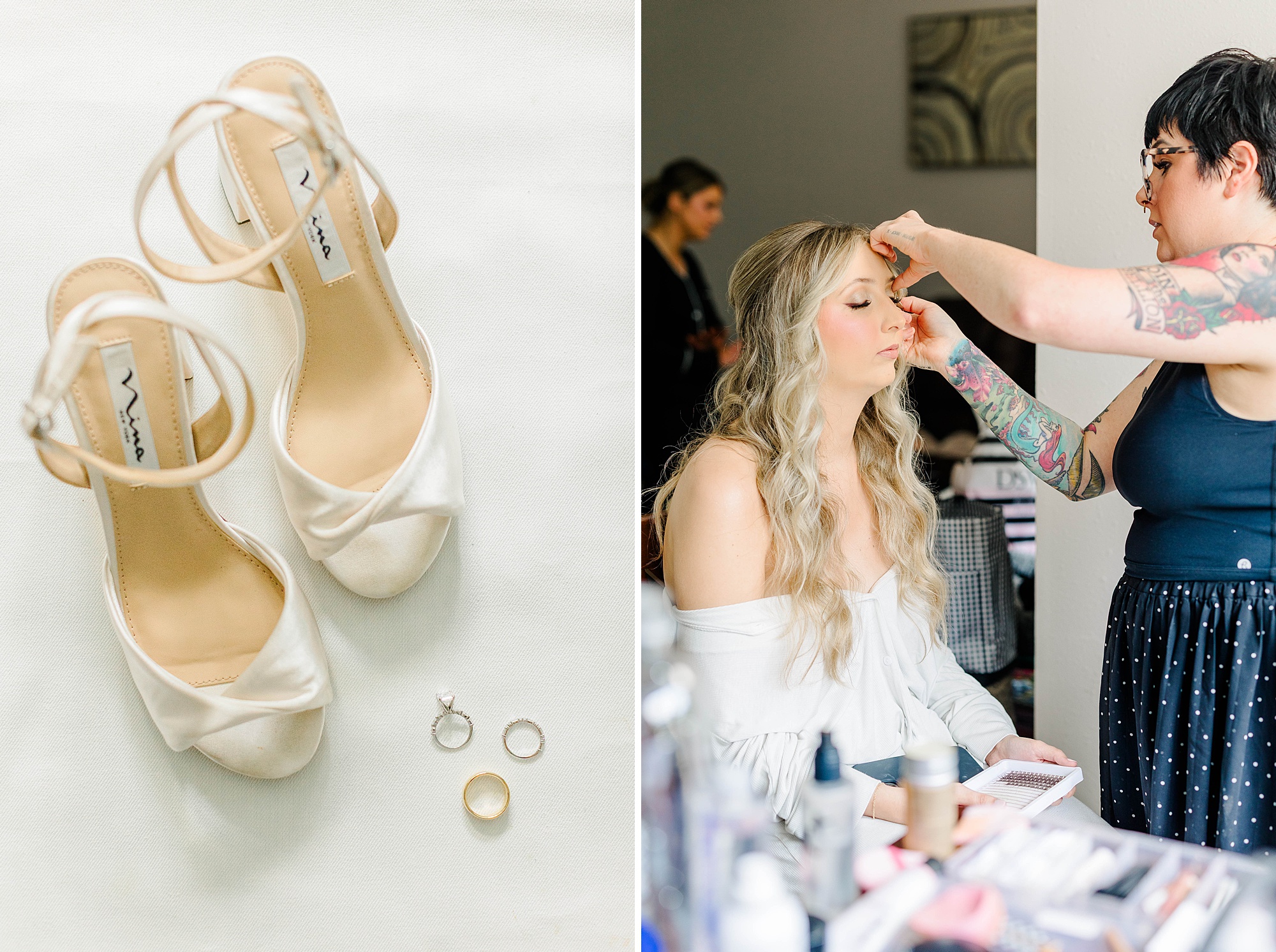 Bride doing makeup for wedding in Raleigh, NC