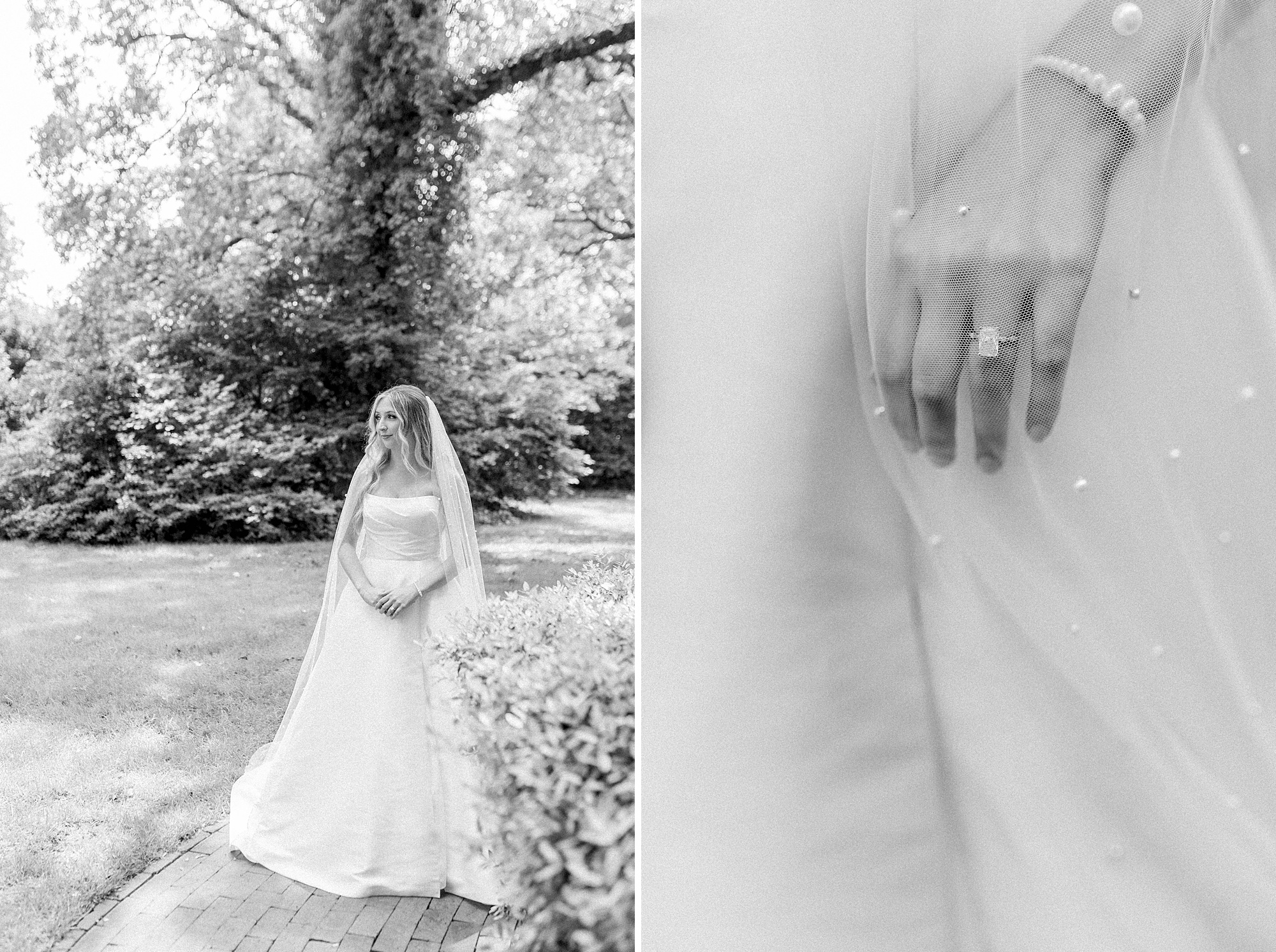 Bride at wedding on Meredith College campus