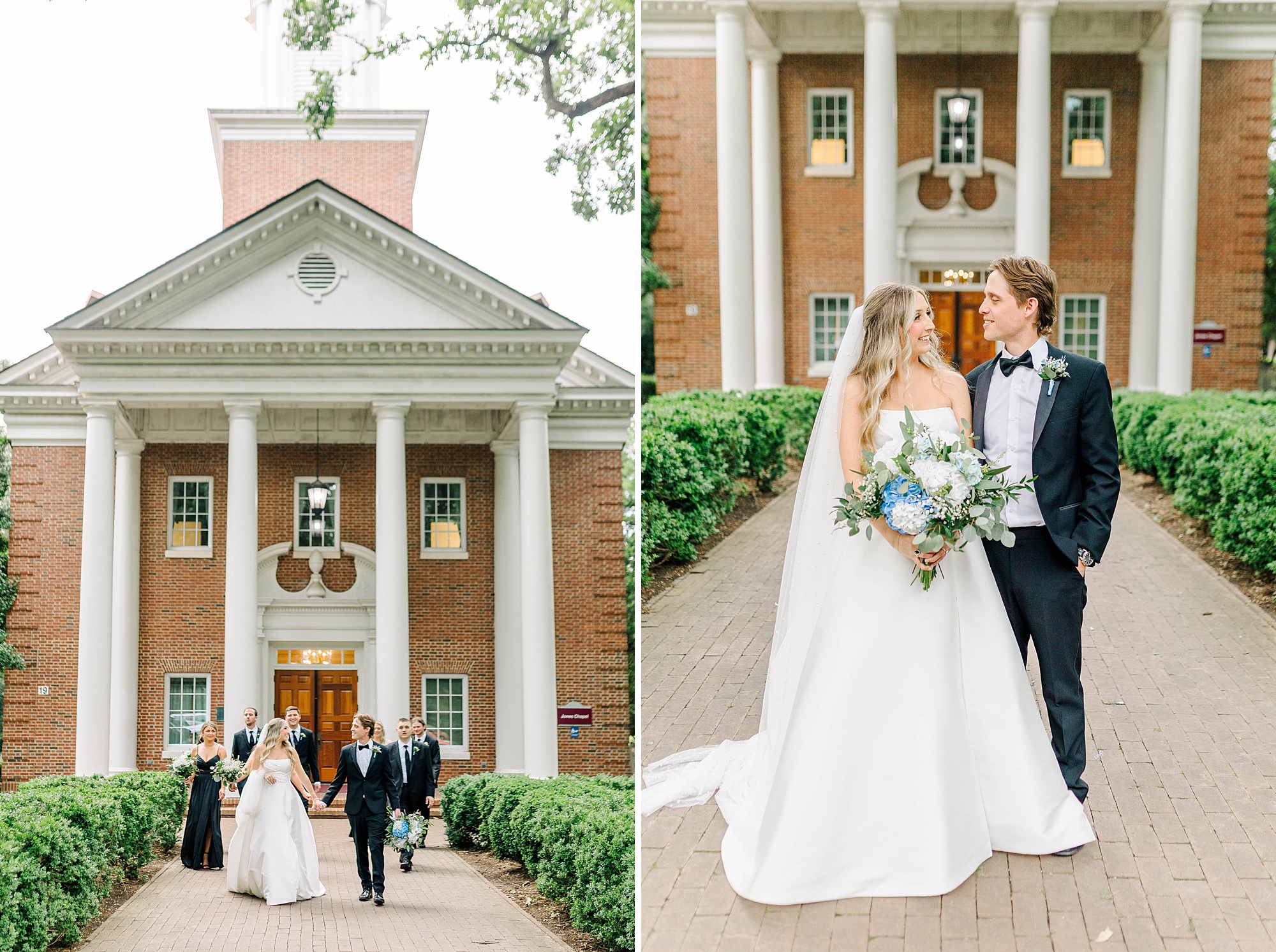 Wedding photos on Meredith College campus