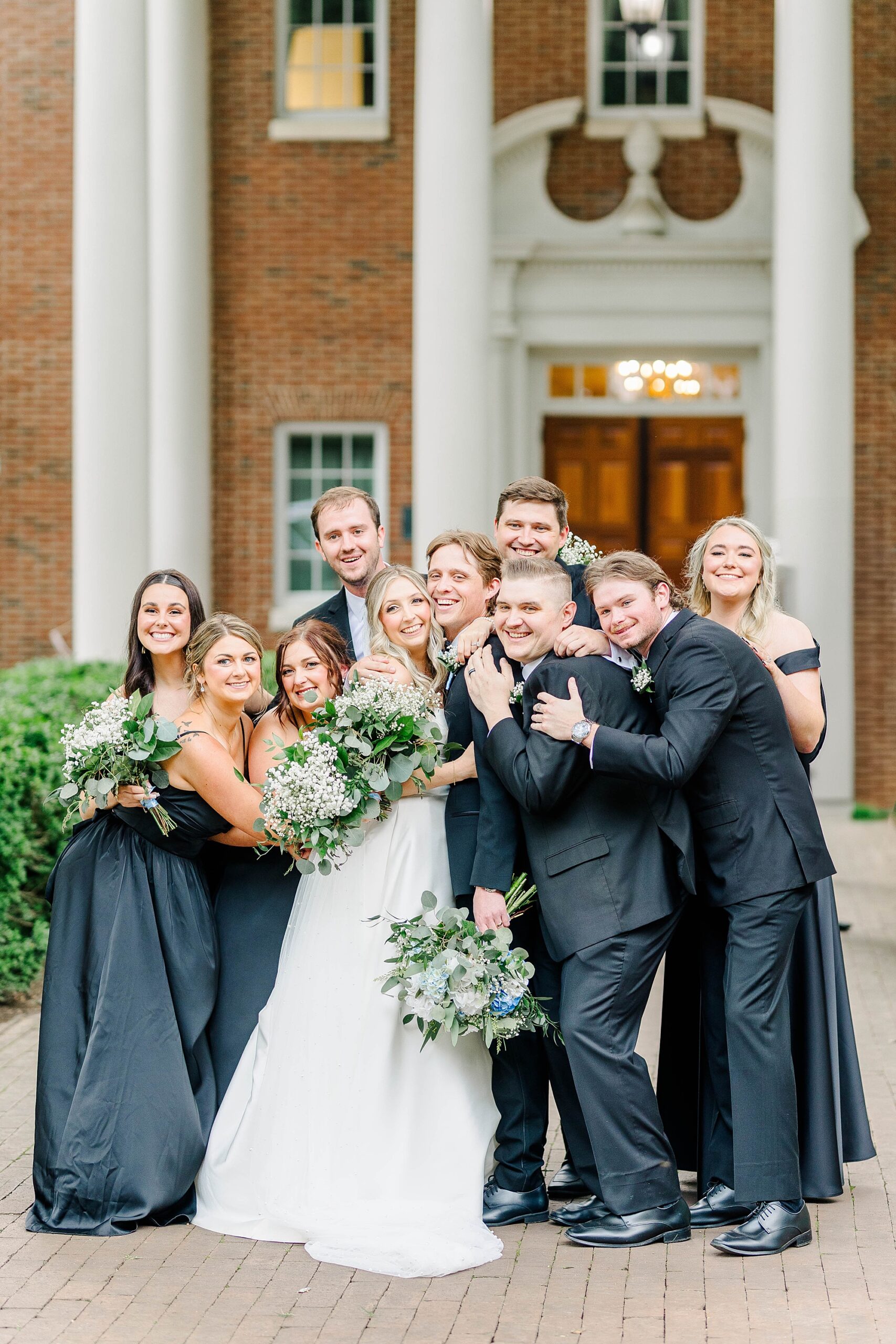 Fun bridal party photo at Meredith College wedding