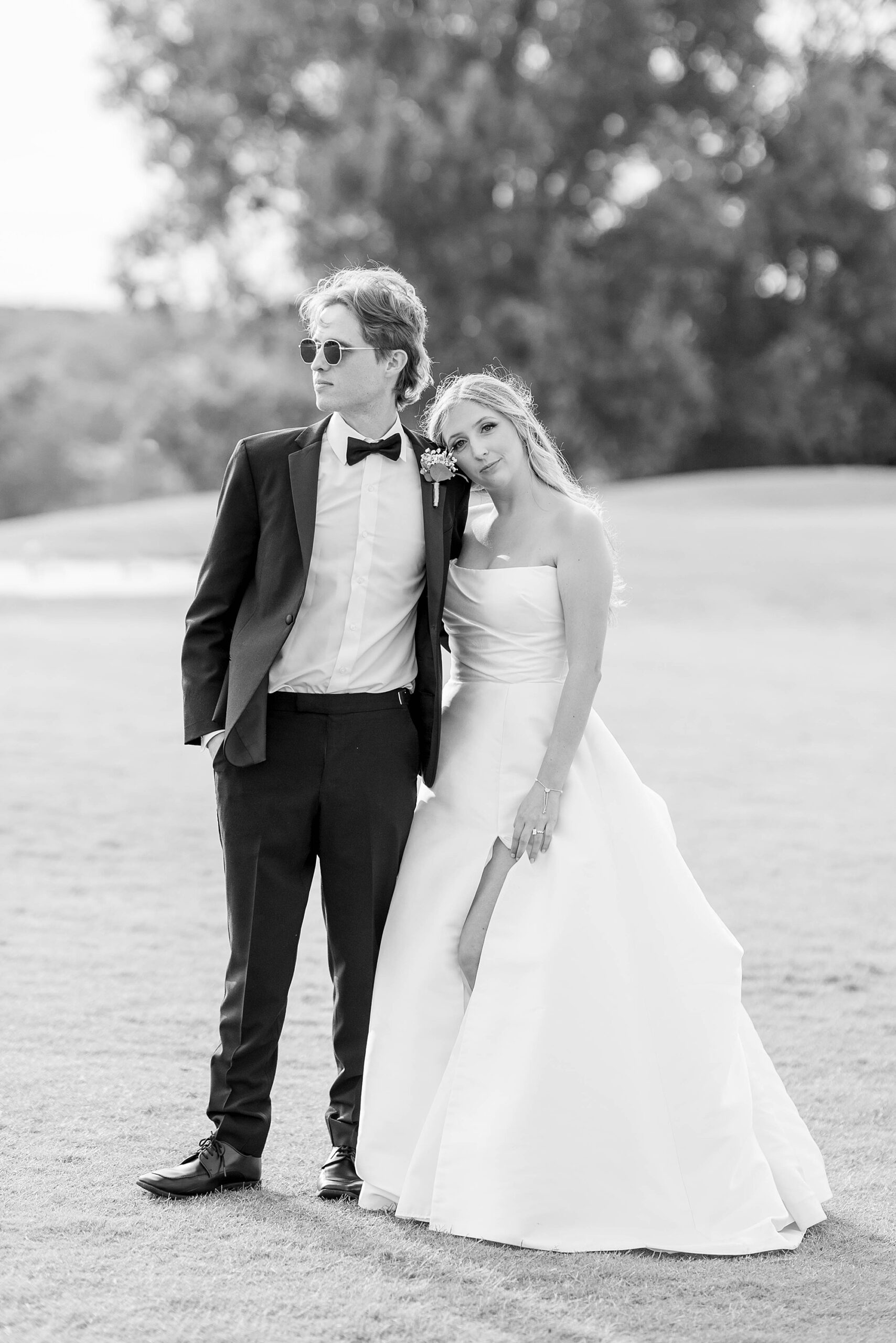 Bride and groom photos near NC State campus in Raleigh, NC