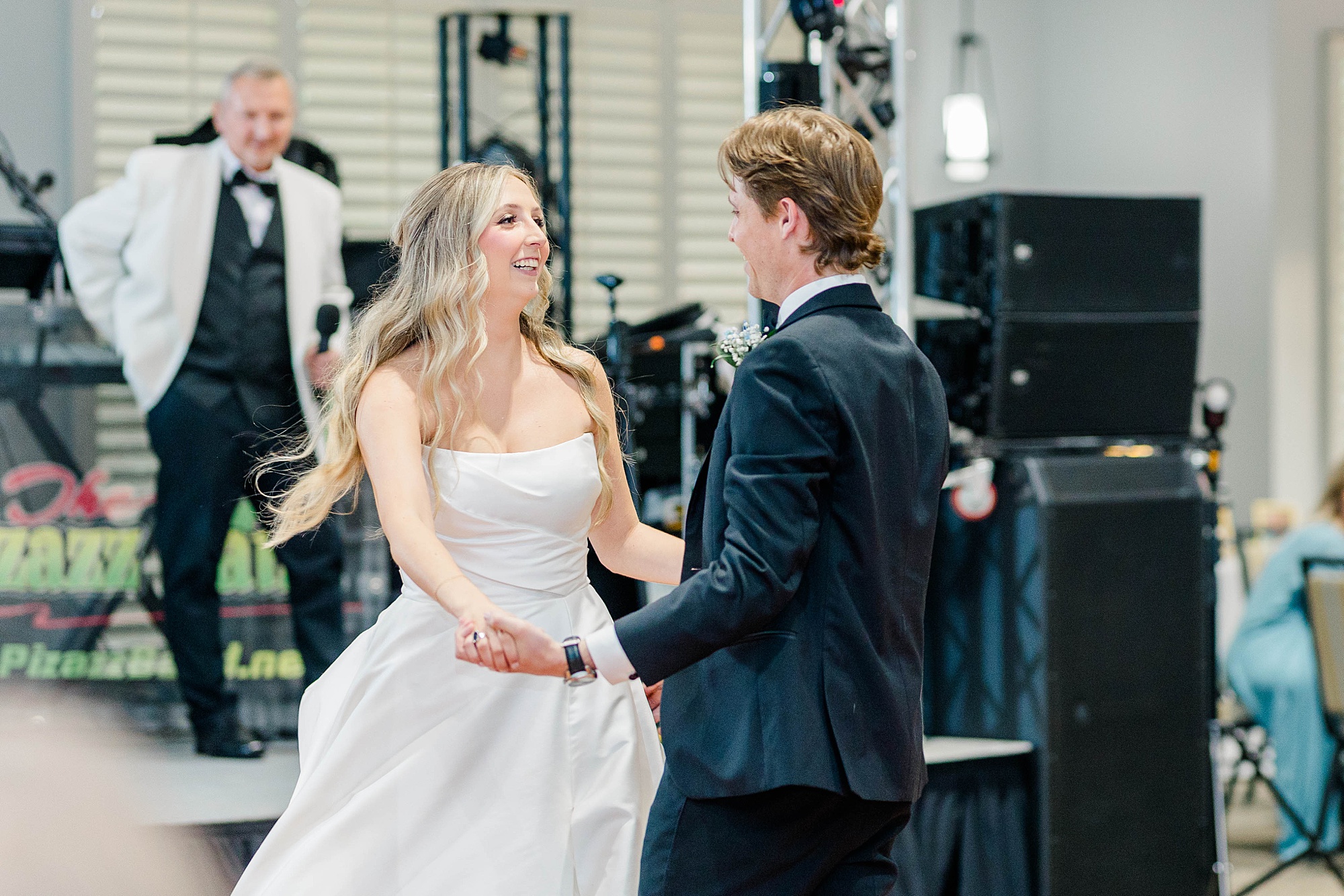 Bride and groom first dance at wedding reception in Raleigh, NC 